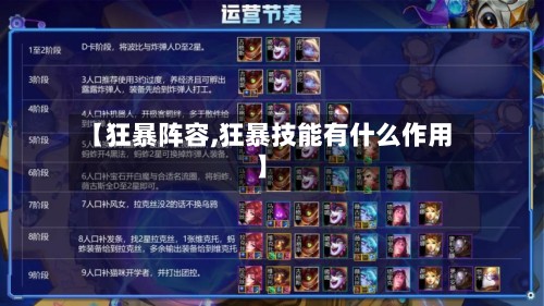 【狂暴阵容,狂暴技能有什么作用】