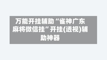 万能开挂辅助“雀神广东麻将微信挂”开挂(透视)辅助神器-第2张图片