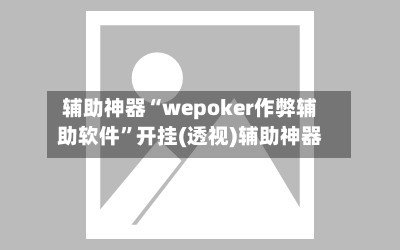 辅助神器“wepoker作弊辅助软件”开挂(透视)辅助神器-第1张图片