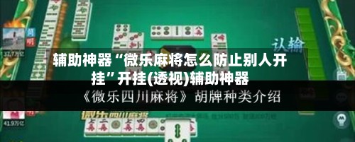 辅助神器“微乐麻将怎么防止别人开挂	”开挂(透视)辅助神器-第2张图片