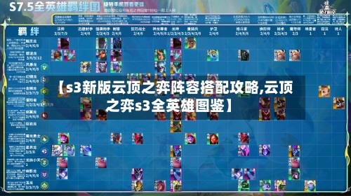 【s3新版云顶之弈阵容搭配攻略,云顶之弈s3全英雄图鉴】-第3张图片