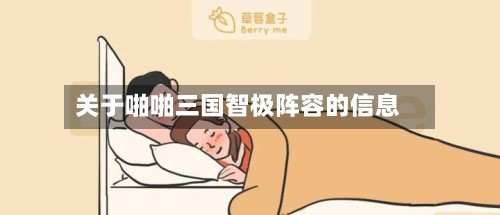 关于啪啪三国智极阵容的信息