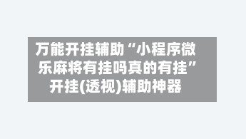 万能开挂辅助“小程序微乐麻将有挂吗真的有挂”开挂(透视)辅助神器-第2张图片
