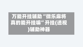 万能开挂辅助“微乐麻将真的能开挂嘛”开挂(透视)辅助神器-第3张图片