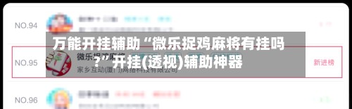 万能开挂辅助“微乐捉鸡麻将有挂吗?	”开挂(透视)辅助神器-第2张图片