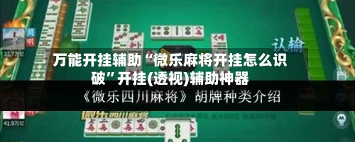 万能开挂辅助“微乐麻将开挂怎么识破	”开挂(透视)辅助神器-第2张图片