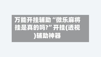 万能开挂辅助“微乐麻将挂是真的吗?”开挂(透视)辅助神器-第2张图片