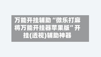 万能开挂辅助“微乐打麻将万能开挂器苹果版	”开挂(透视)辅助神器-第2张图片